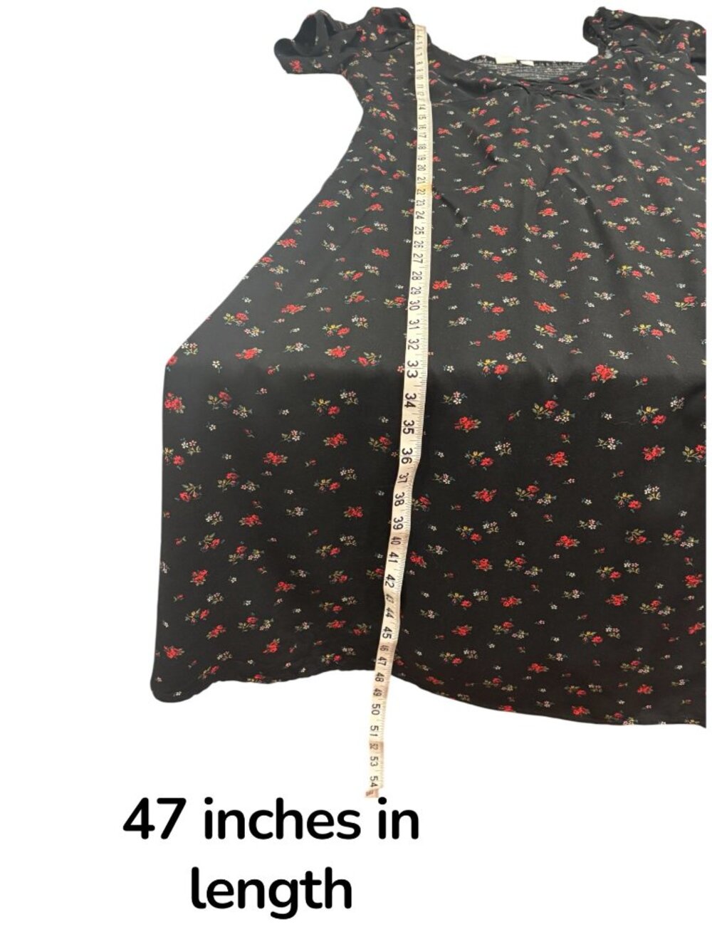 GAP Floral Midi Dress Black Ditsy Print Puff Sleeve Cottagecore L - Picture 9 of 9